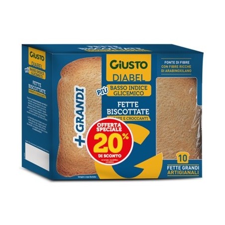 GIUSTO DIABEL FETTE BISCOTTATE 2 PEZZI DA 75 G TAGLIO PREZZO-20%