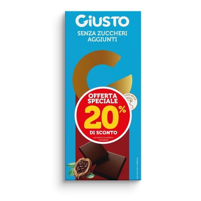 GIUSTO SENZA ZUCCHERI AGGIUNTI TAVOLETTA DI CIOCCOLATO EXTRAFONDENTE 85 G