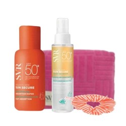 SVR Sun Secure Pochette solari SPF50+ da viaggio Aqua Fluide viso 50 ml + Aqua Corpo 100 ml