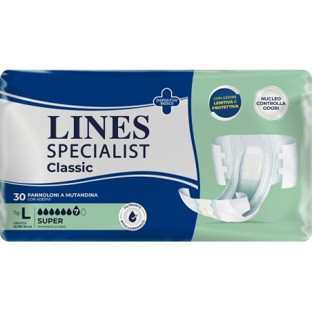 30 pannoloni a mutandina Lines Specialist Classic. 30 pannoloni a mutandina Lines Specialist Classic.