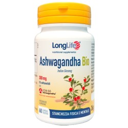 Longlife Ashwagandha Bio 5% 300 mg integratore tonico per l'umore  60 capsule vegetali