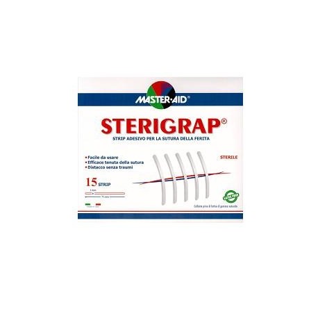 M-AID Sterigrap Sutura Cutanea Adesiva per Ferite 7,5x0,6cm 12 Pezzi