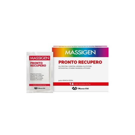 Massigen Pronto Recupero integratore ricostituente per sportivi 14 bustine gusto arancia rossa Massigen Pronto Recupero integratore ricostituente per sportivi 14 bustine gusto arancia rossa