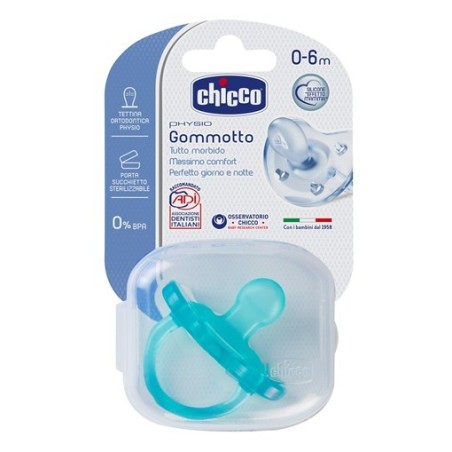 Chicco PhysioForma Gommotto in Silicone Azzurro per Bambini 0-6 Mesi Chicco PhysioForma Gommotto in Silicone Azzurro per Bambini 0-6 Mesi