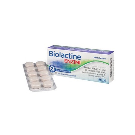 Biolactine Enzimi integratore di fermenti lattici vivi per benessere intestinale 20 compresse Biolactine Enzimi integratore di fermenti lattici vivi per benessere intestinale 20 compresse
