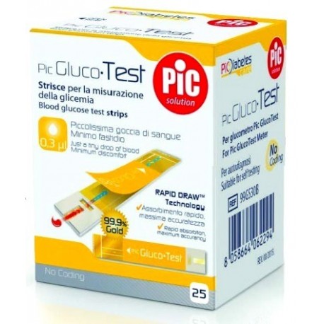 PIC GlucoTest 25 strisce reattive per il controllo della glicemia