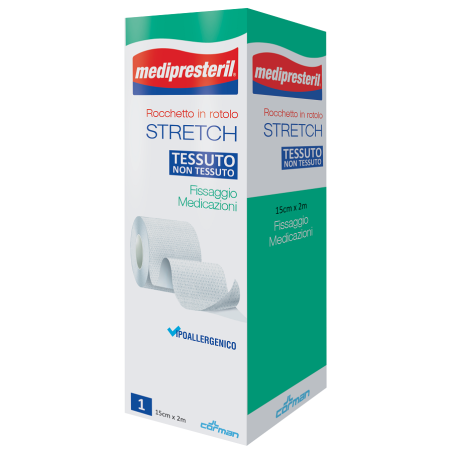 Medipresteril Rocchetto per fissaremedicazioni rotolo stretch in tessuto non tessuto 15 cm x 200 cm