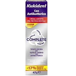 Kukident Complete crema adesiva antibatterica per dentiera 47g