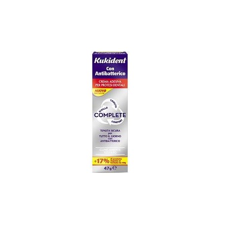 Kukident Complete crema adesiva antibatterica per dentiera 47g