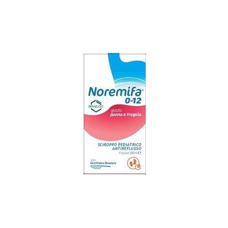 Noremifa 0-12 Sciroppo pediatrico antireflusso gusto panna e fragola 200 ml Noremifa 0-12 Sciroppo pediatrico antireflusso gusto panna e fragola 200 ml