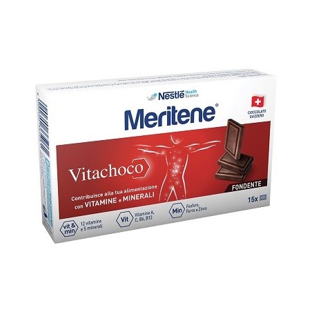 Meritene Vitachoco integratore al cioccolato fondente con vitamine e minerali 75 g Meritene Vitachoco integratore al cioccolato fondente con vitamine e minerali 75 g