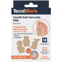 Tecniwork Cerotto Anti Verruche Bimbi 12 pezzi + 12 fixing animali