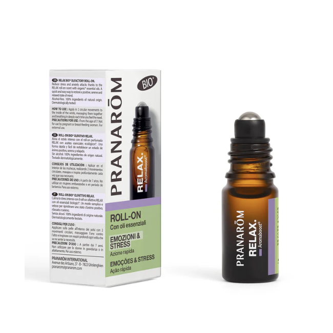 Pranarom Aromaboost Relax Olio Essenziale Roll On per Stress e Rilassamento 5 ml