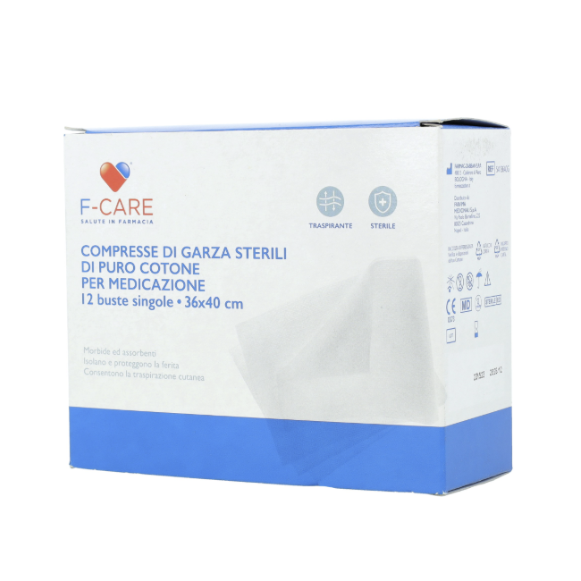 Farvima Medicinali F Care Garza Compressa In Cotone 12/8 36x40cm 12 Pezzi Farvima Medicinali F Care Garza Compressa In Cotone 12/8 36x40cm 12 Pezzi