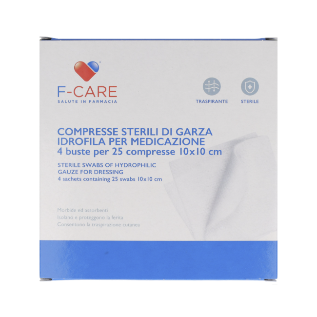 Farvima Medicinali F Care Garza Compressa In Cotone 12/8 10x10cm 100 Pezzi Farvima Medicinali F Care Garza Compressa In Cotone 12/8 10x10cm 100 Pezzi