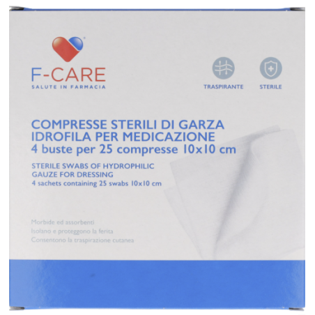 Farvima Medicinali F Care Garza Compressa In Cotone 12/8 10x10cm 100 Pezzi Farvima Medicinali F Care Garza Compressa In Cotone 12/8 10x10cm 100 Pezzi