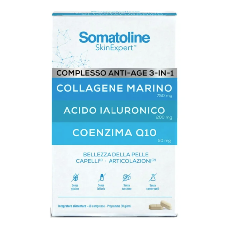 Somatoline Complesso anti age 3 in 1 - Integratore per pelle, capelli e articolazioni 60 compresse Somatoline Complesso anti age 3 in 1 - Integratore per pelle, capelli e articolazioni 60 compresse