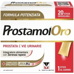 PROSTAMOL ORO 20 STICK OROSOLUBILI DA 1,6 G GUSTO FRUTTI ROSSI CON EDULCORANTI SENZA ZUCCHERI SENZA GLUTINE NATURALMENTEPRIVO DI