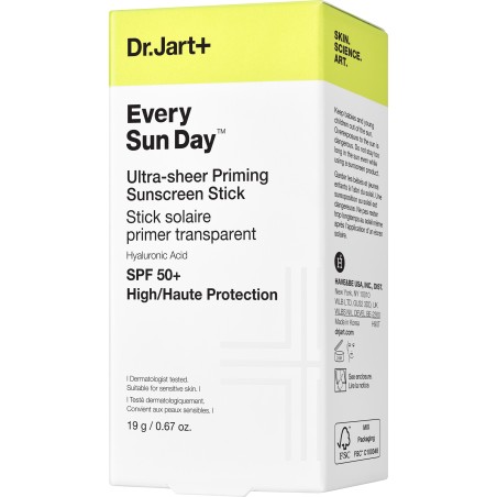 Dr. Jart+ Every Sun Day Ultra Sheer Priming Sunscreen Stick SPF50+ solare tascabile 19 g Dr. Jart+ Every Sun Day Ultra Sheer Priming Sunscreen Stick SPF50+ solare tascabile 19 g