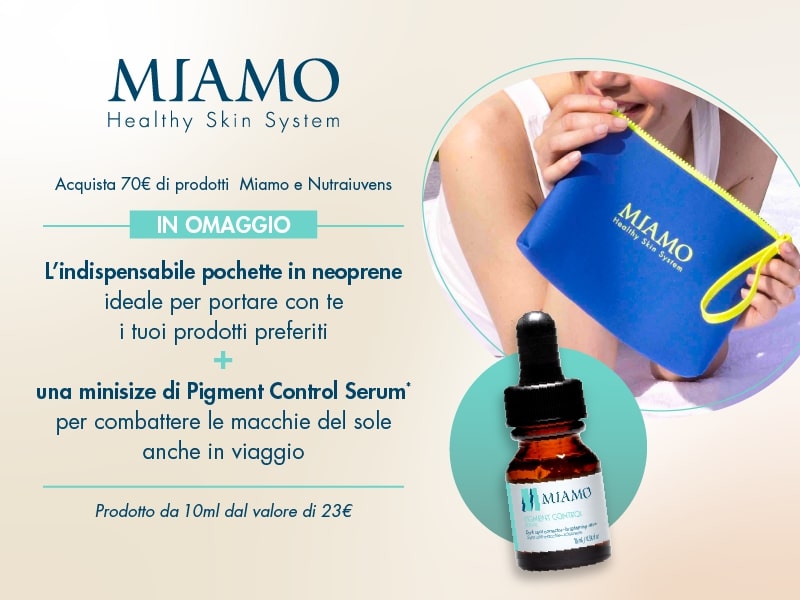 Miamo: pochette in neoprene con Pigment Serum in omaggio - PROMOZIONE TERMINATA