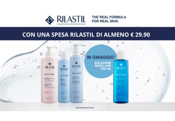 In omaggio l'acqua micellare Rilastil da 250 ml!
