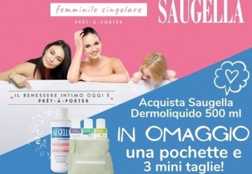 In omaggio pochette Saugella e 3 mini taglie per l'igiene fuori casa